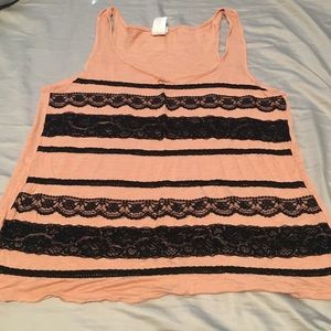 Pink and black lace tank (2 for $12)